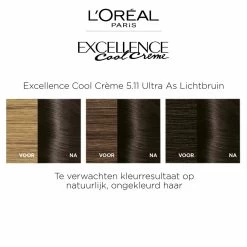 L'Oreal Lu0027Oréal Excellence Cool Cream 5.11 - Ultra Ash Lichtbruin 9 L'Oreal Lu0027Oréal Excellence Cool Cream 5.11 - Ultra Ash Lichtbruin -Kortingswinkel voor verzorgingsproducten 1011789 4