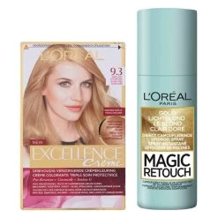 L'Oreal Lu0027Oréal Excellence Creme 9.3 Zeer Licht Goudblond + Magic Retouch Uitgroeispray Blond 75 Ml Pakket