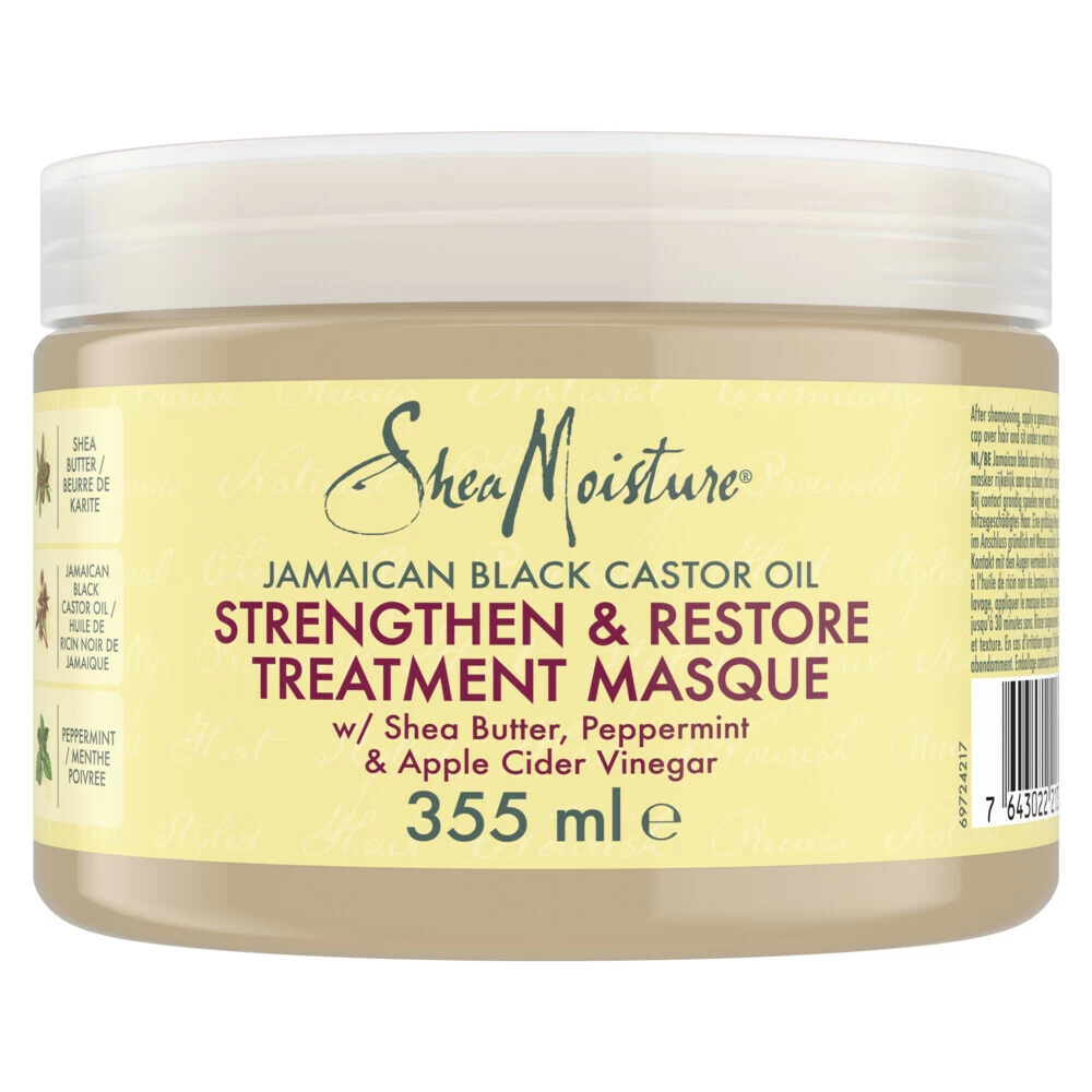 Shea Moisture Jamaican Black Castor Oil Strenghten & Restore Treatement Masker 3 Shea Moisture Jamaican Black Castor Oil Strenghten & Restore Treatement Masker