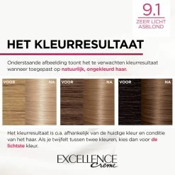L'Oreal Lu0027Oréal Excellence Creme 9.1 Zeer Licht Asblond -Kortingswinkel voor verzorgingsproducten 1055254 4