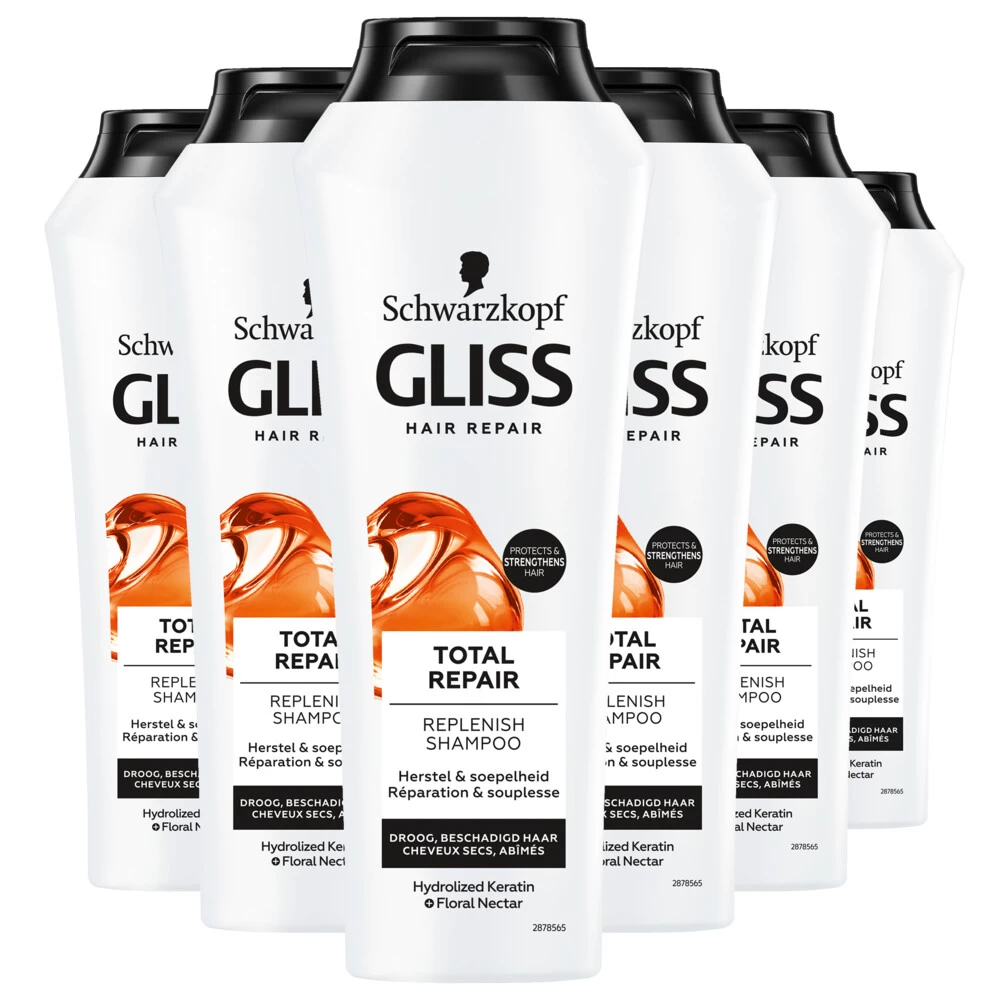 6x Gliss Total Repair Shampoo 3 6x Gliss Total Repair Shampoo