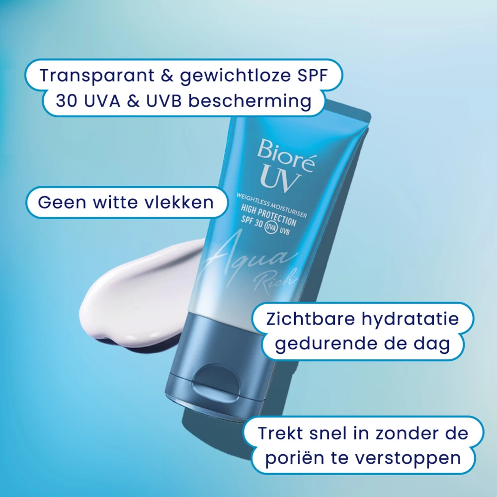 Bioré Weightless Moisturiser UV Aqua Rich SPF30 4 Bioré Weightless Moisturiser UV Aqua Rich SPF30 - Afbeelding 2