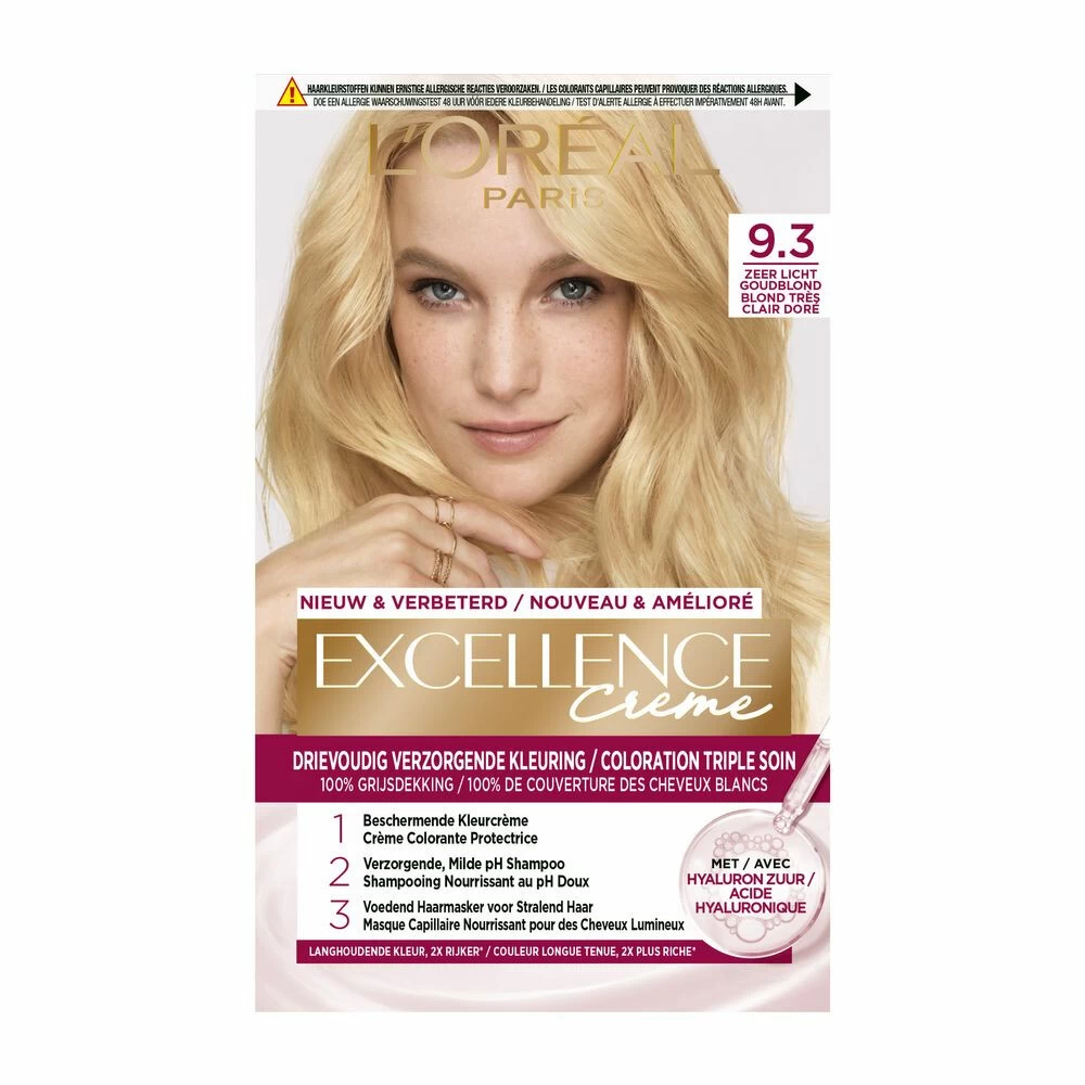 L'Oreal Lu0027Oréal Excellence Creme 9.3 Zeer Licht Goudblond 3 L'Oreal Lu0027Oréal Excellence Creme 9.3 Zeer Licht Goudblond