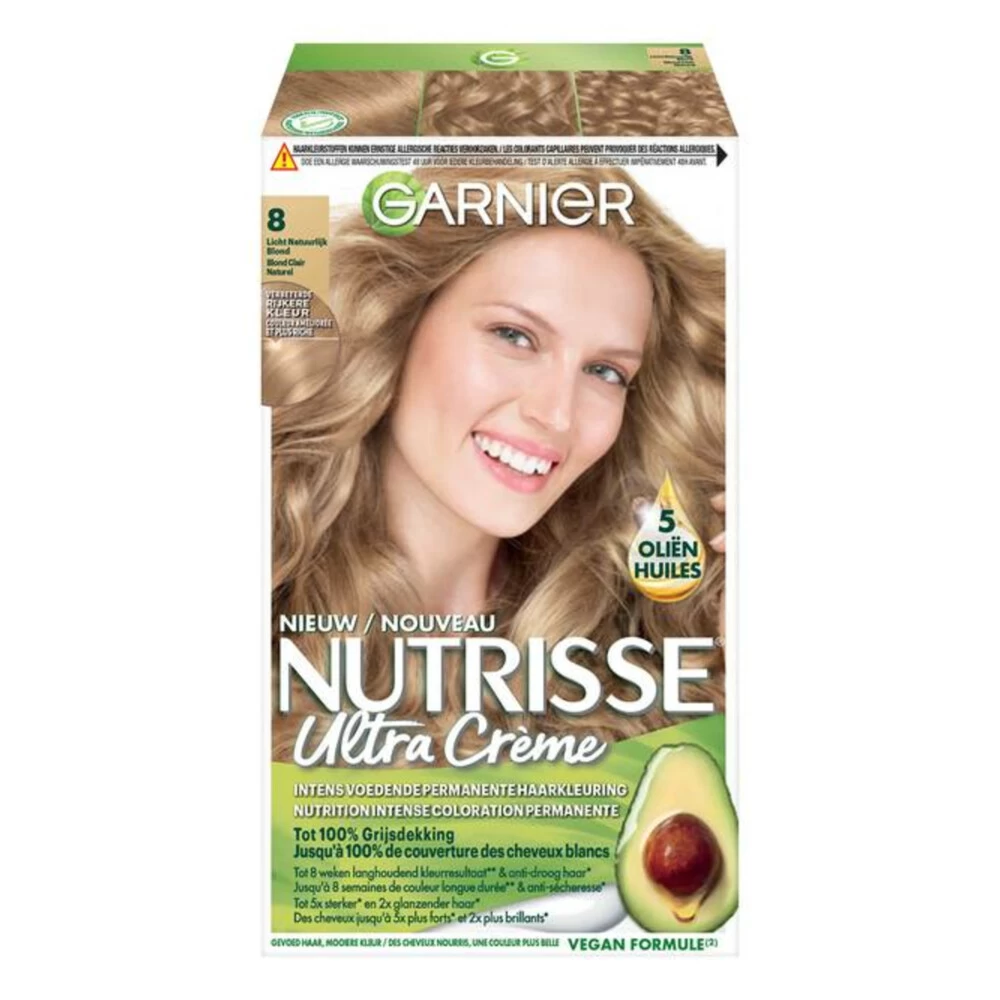 Garnier Nutrisse Creme Haarverf 80 - Licht Natuurlijk Blond 3 Garnier Nutrisse Creme Haarverf 80 - Licht Natuurlijk Blond