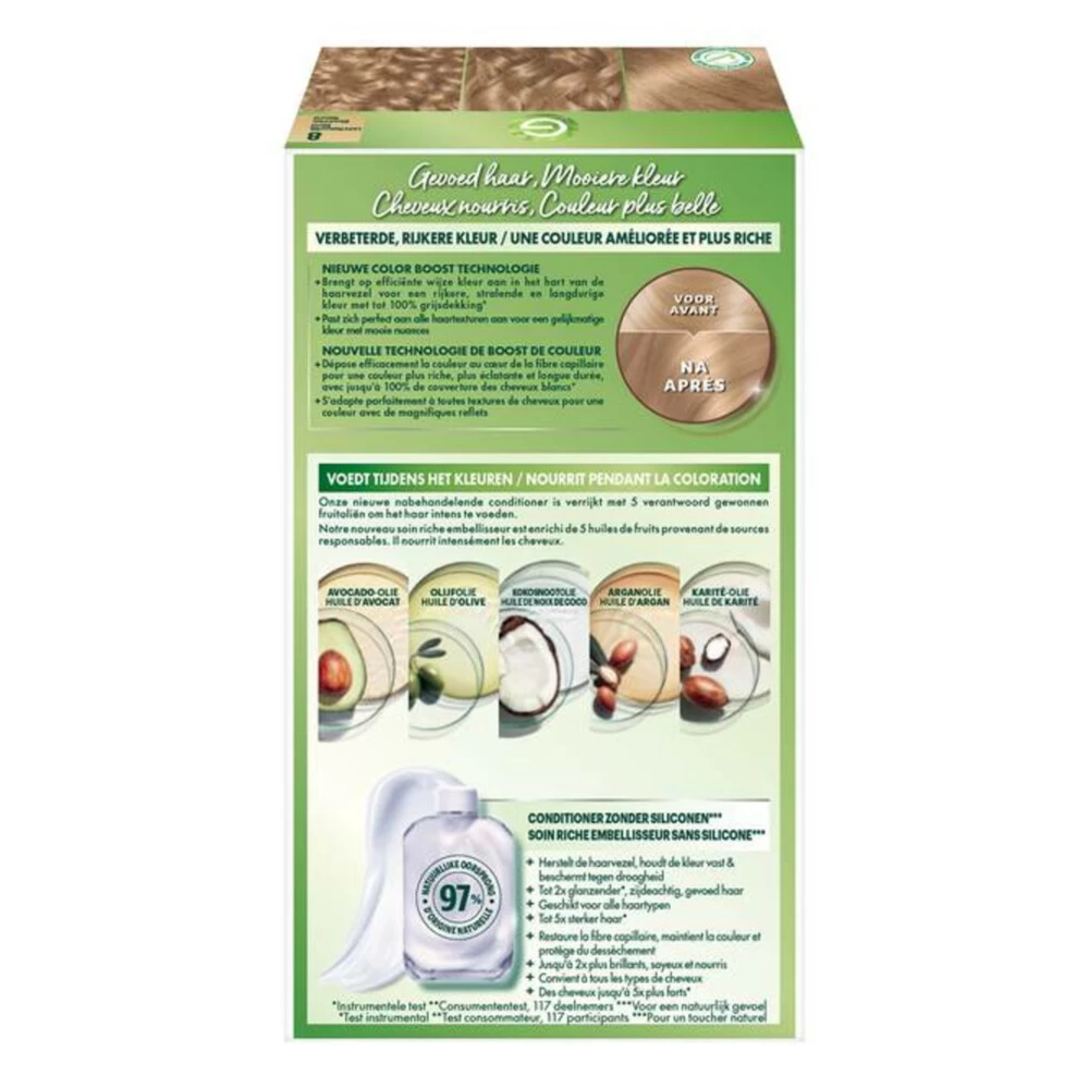 Garnier Nutrisse Creme Haarverf 80 - Licht Natuurlijk Blond 4 Garnier Nutrisse Creme Haarverf 80 - Licht Natuurlijk Blond - Afbeelding 2