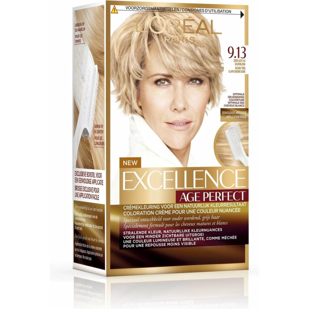 L'Oreal Lu0027Oréal Excellence Age Perfect Haarverf 9.13 Zeer Licht As Goudblond 4 L'Oreal Lu0027Oréal Excellence Age Perfect Haarverf 9.13 Zeer Licht As Goudblond - Afbeelding 2