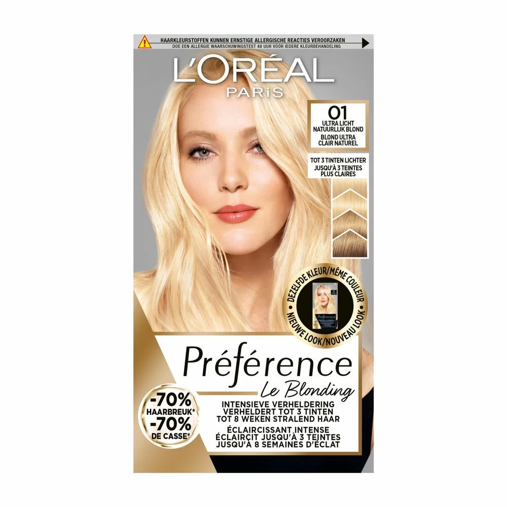 L'Oreal Lu0027Oréal Preference Haarkleuring 01 Prague - Natuurlijk Blond 3 L'Oreal Lu0027Oréal Preference Haarkleuring 01 Prague - Natuurlijk Blond